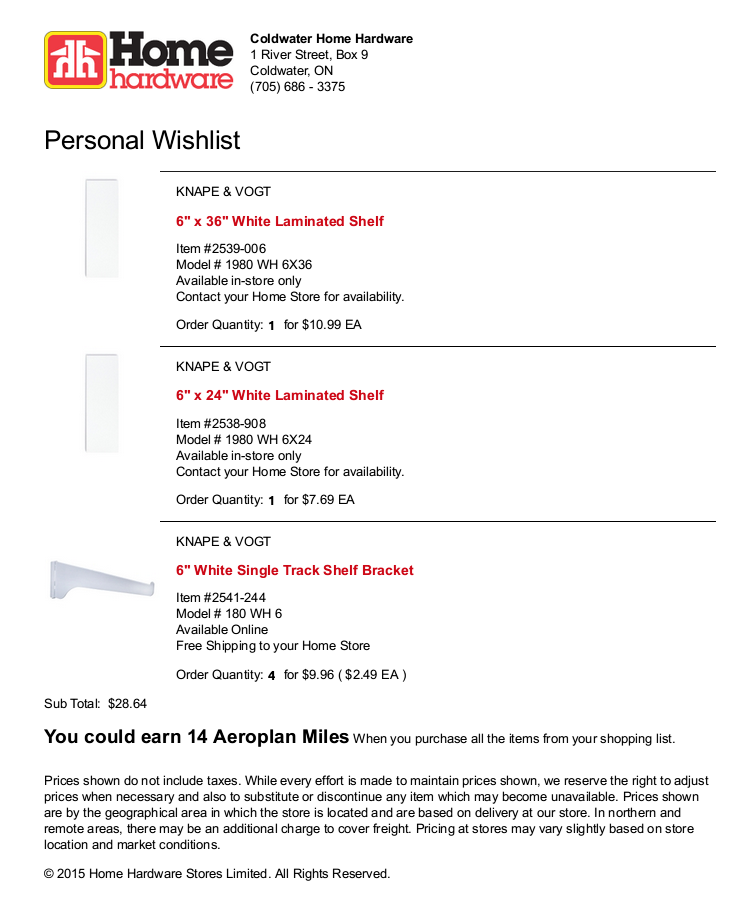 Home Hardware - Clean up "Print Wishlist" output