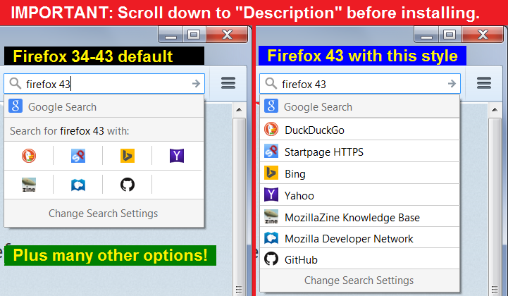 Firefox Search Bar Show Engine Names (Firefox 43+)