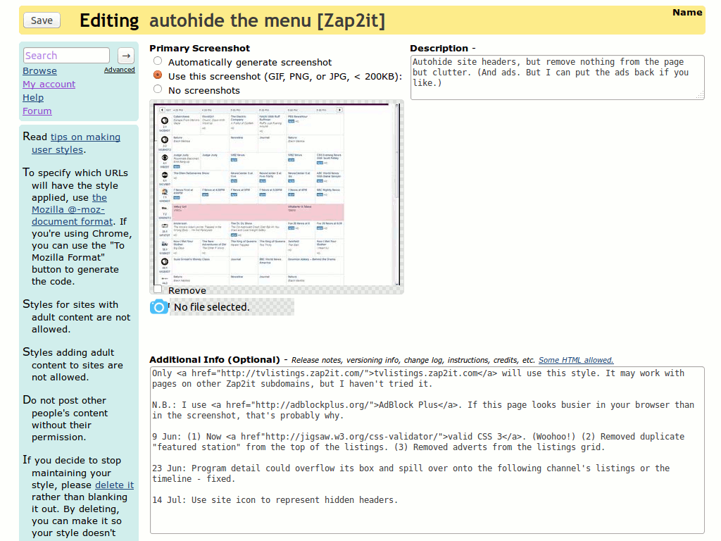 Userstyles editor