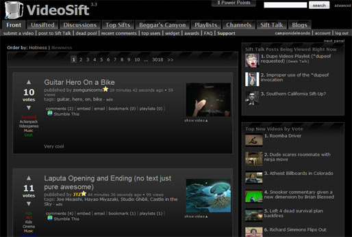 VideoSift.com Dark Theme