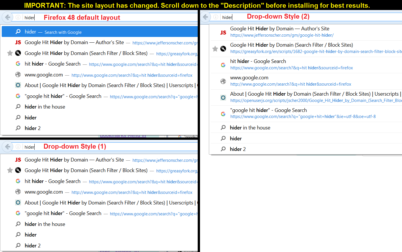URL Bar Tweaks - Remove Visit/Search & Limit Width