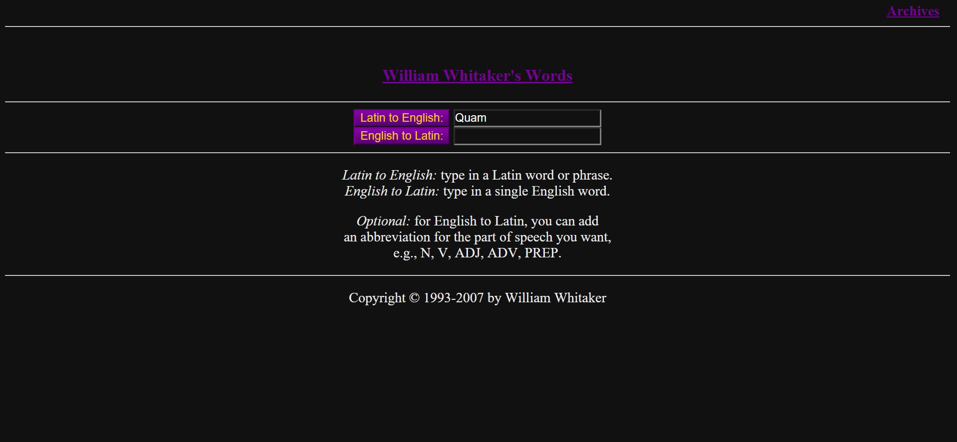 Dark Whitaker's Words
