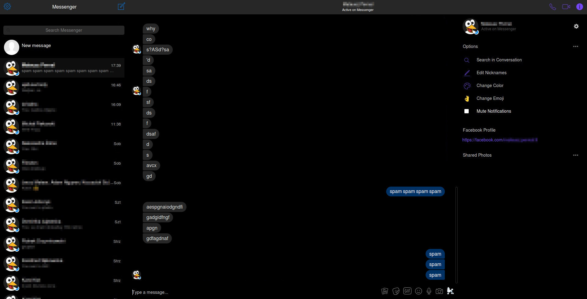 Dark Facebook Messenger.com (fully black)