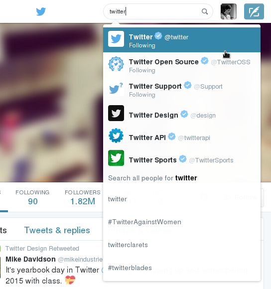 Twitter search dropdown fix/re-ordering