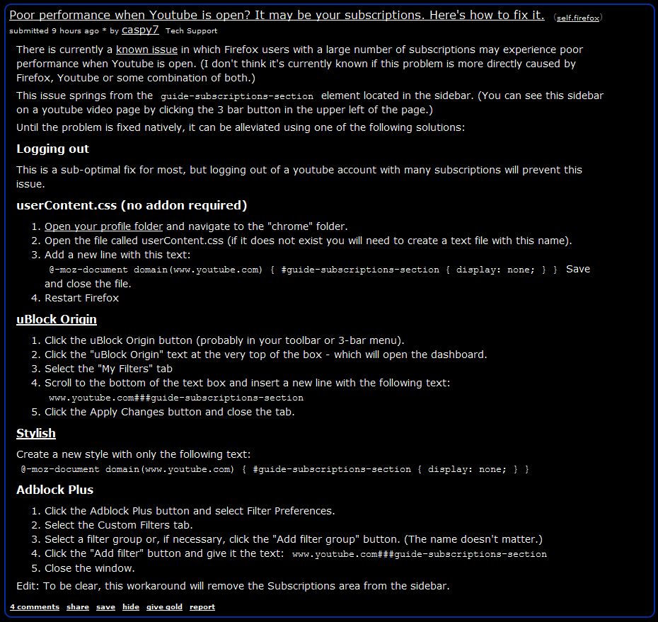 youtube - firefox performance fix