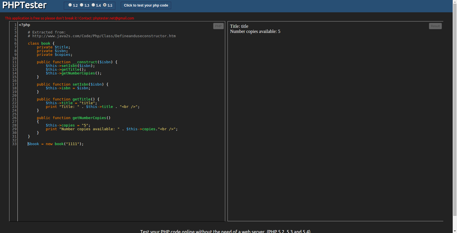 Dark PHPTester.net + No Ads + Big panels