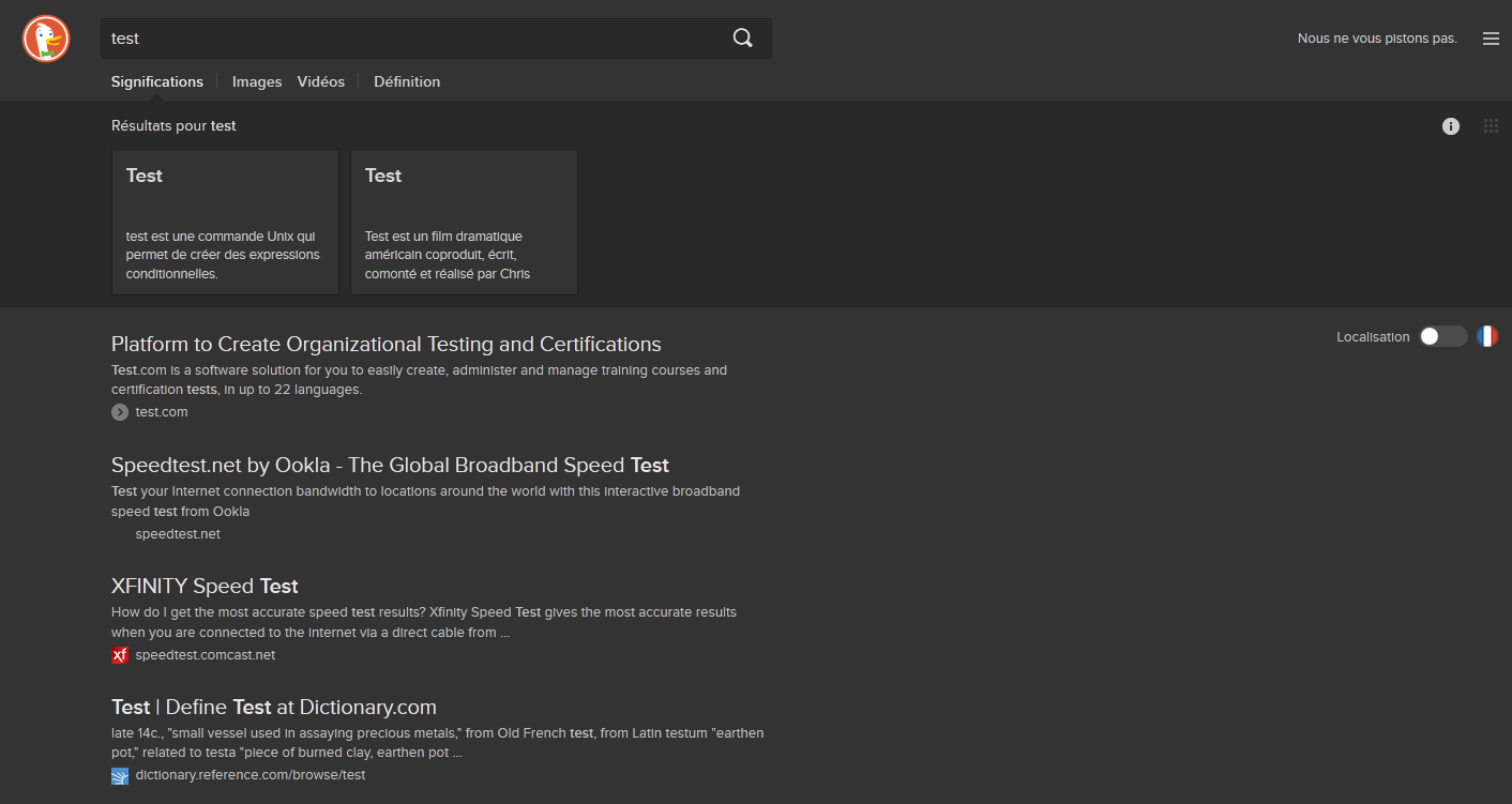 DuckDuckGo Default Dark Theme