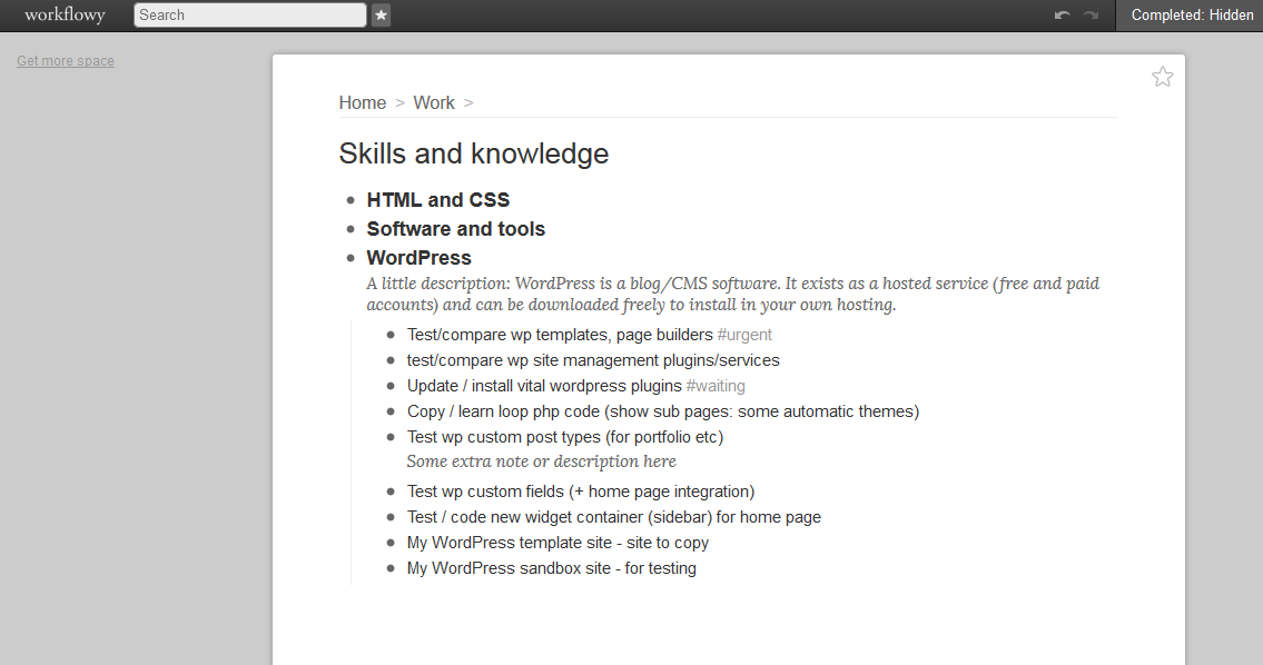 WorkFlowy: light theme