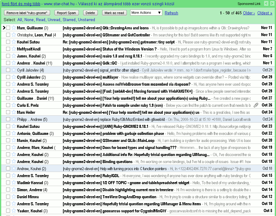 More text from messages in Gmail list view
