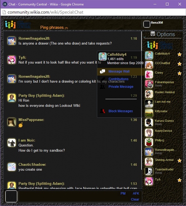 Wikia Chat Skin: Yellow Brown Metal