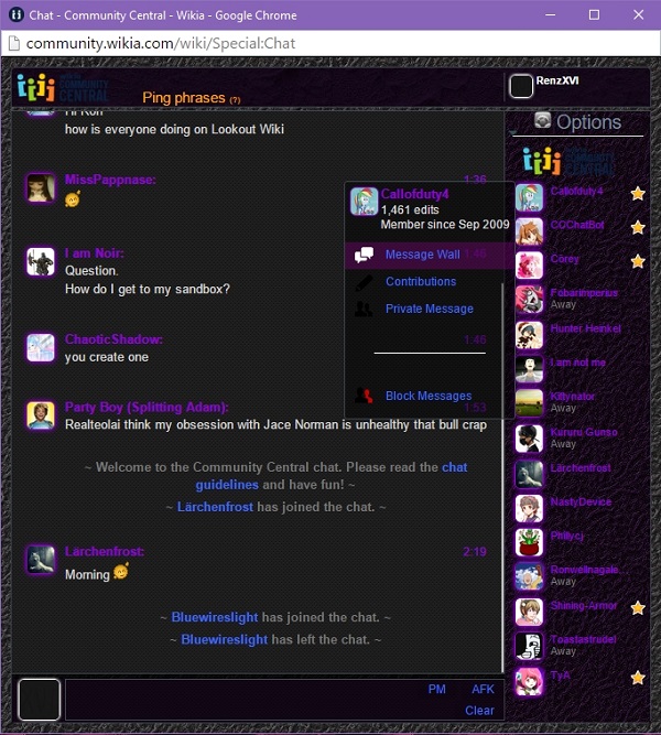 Wikia Chat Skin: Purple Metal