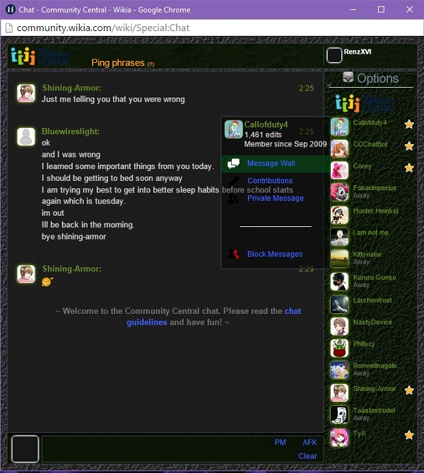 Wikia Chat Skin: Green Metal