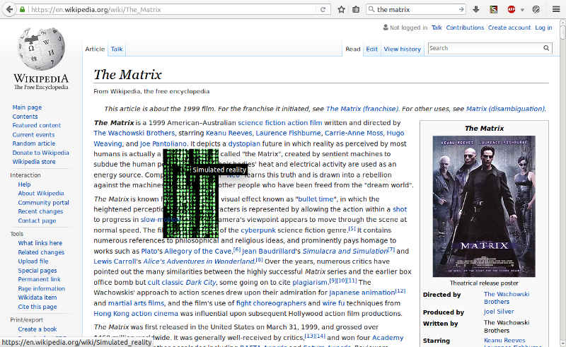 a Matrix text waterfall-erizer