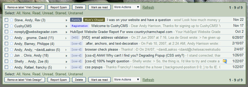 Tweaks for Pebbles & Mountains Gmail themes