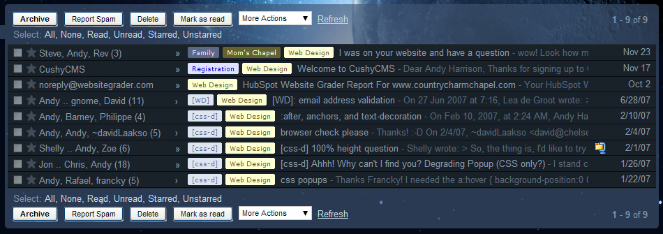 Tweaks for Planets Gmail theme