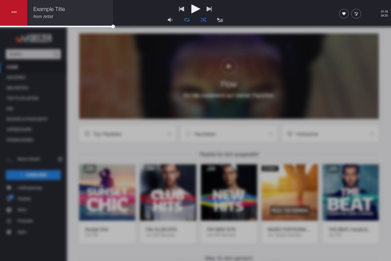 Deezer with top aligned player