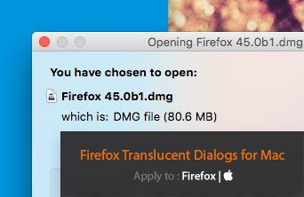 Firefox Translucent Dialogs for Mac