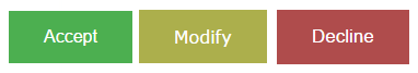 Colorful accept, modify, & decline trade buttons