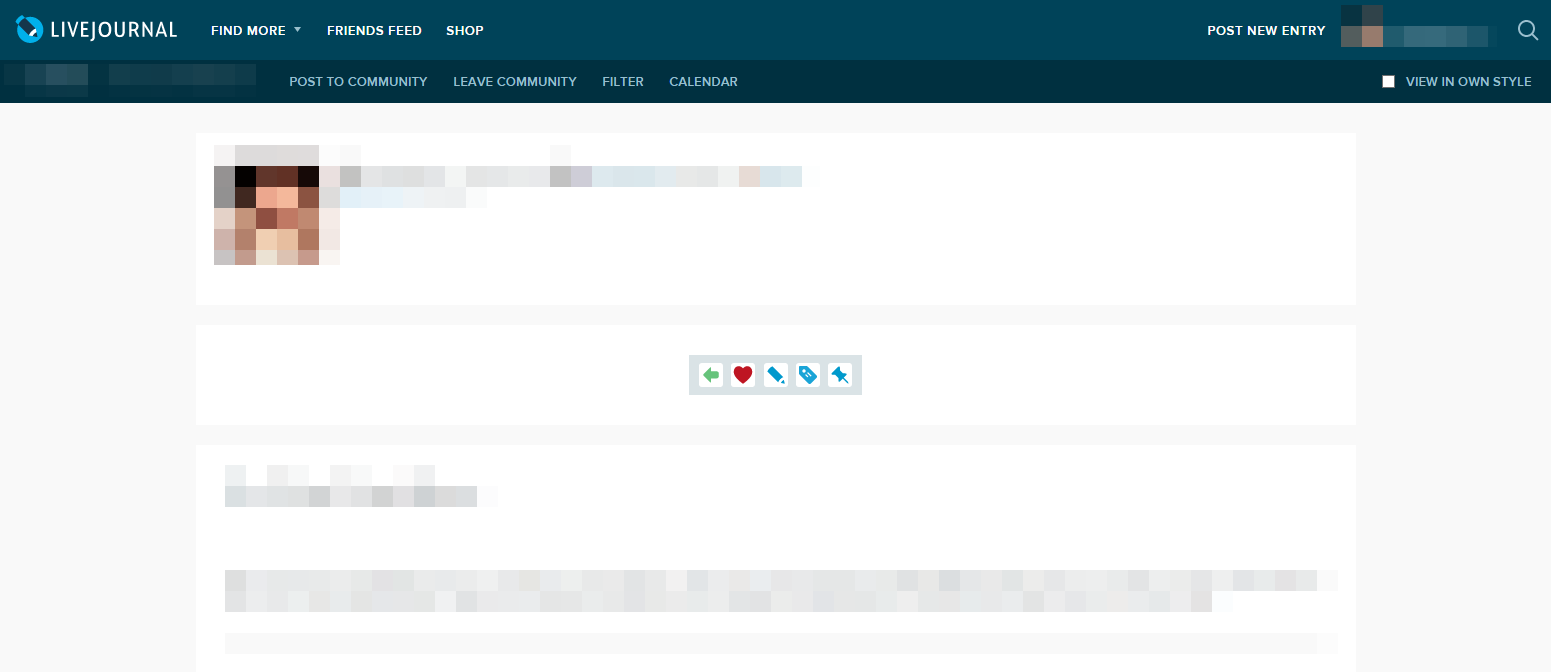 Live Journal - Center Default Pages