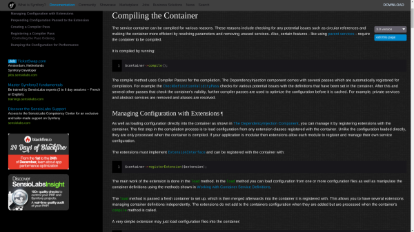 Symfony.com Darkened
