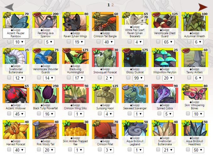 Flight Rising: Swipp & Baldwin Item Counts