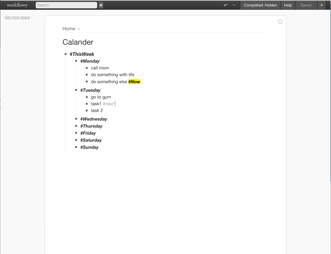 workflowy Calendar Maker