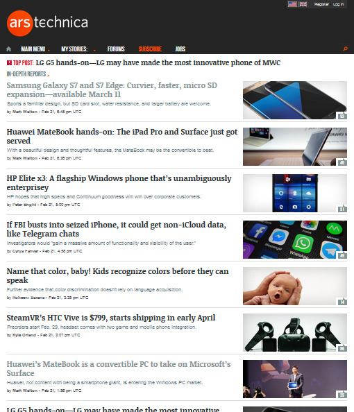 Ars Technica - Homepage Listing