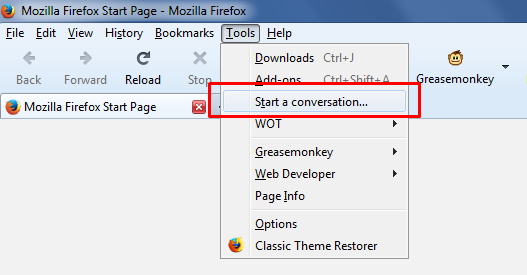 Remove Start a conversation menu item