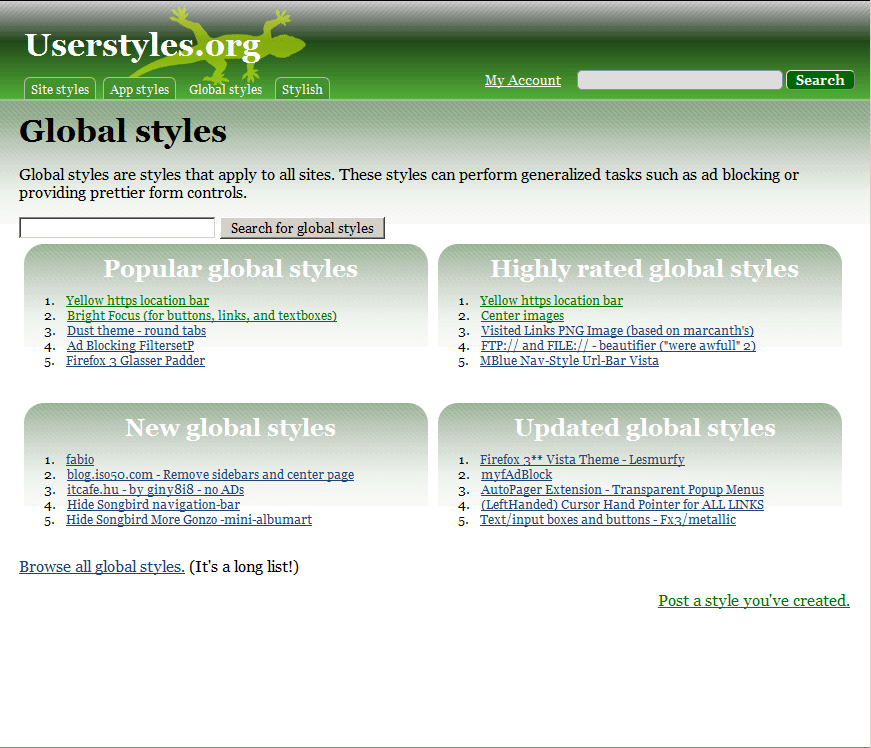 Userstyles.org - Lizard v1.0
