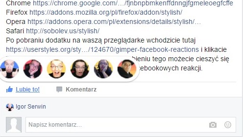 Gimper facebook reactions