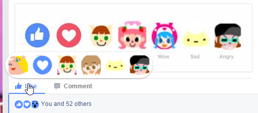 Pop'n reaction buttons for Facebook