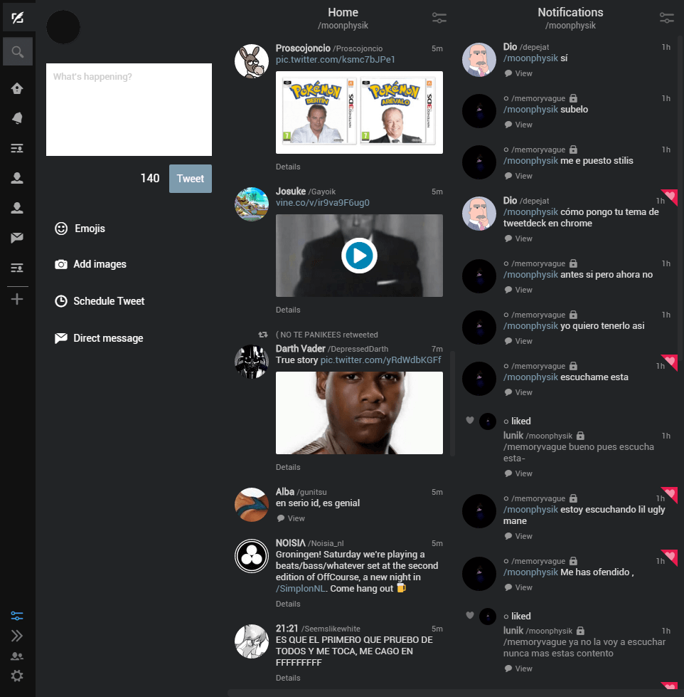 Dark & Flat Tweetdeck 2016