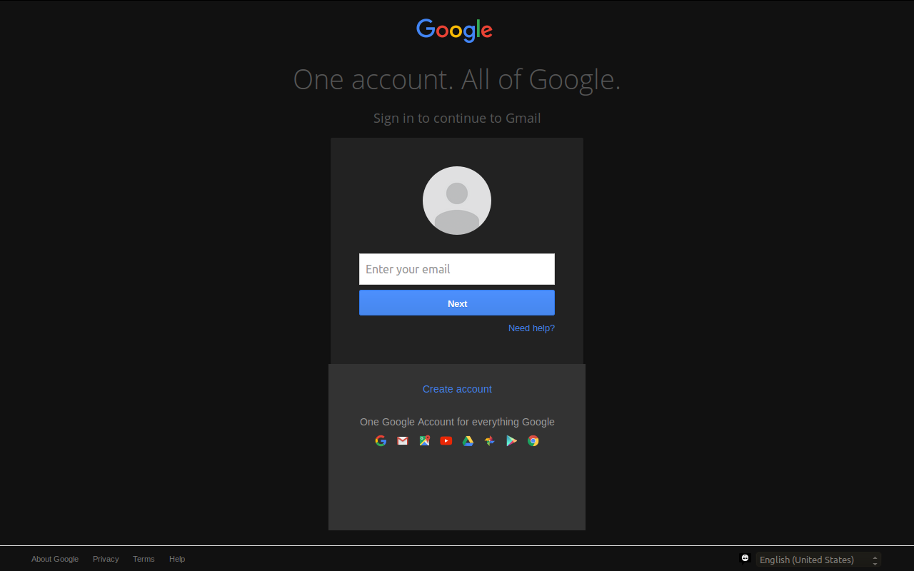 Google Accounts Dark