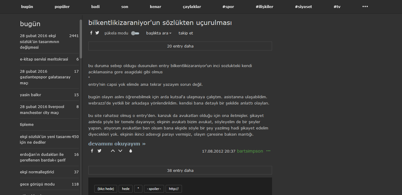 Ekşi içerik odaklı tema