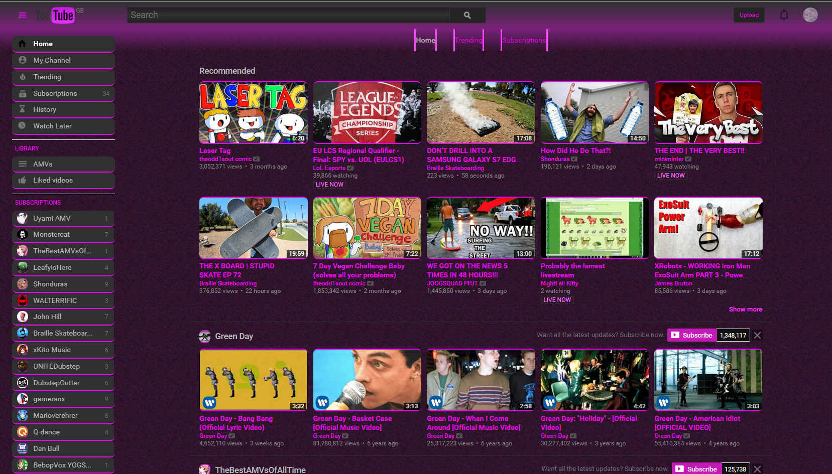 YouTube dark w/ pink