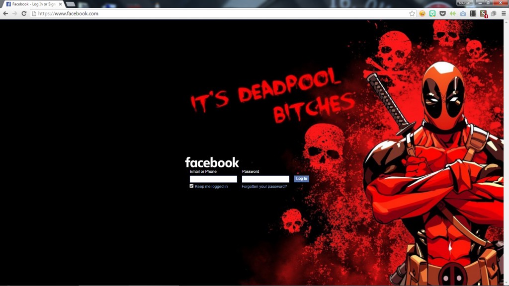 It's Deadpool Bitches - facebook login page