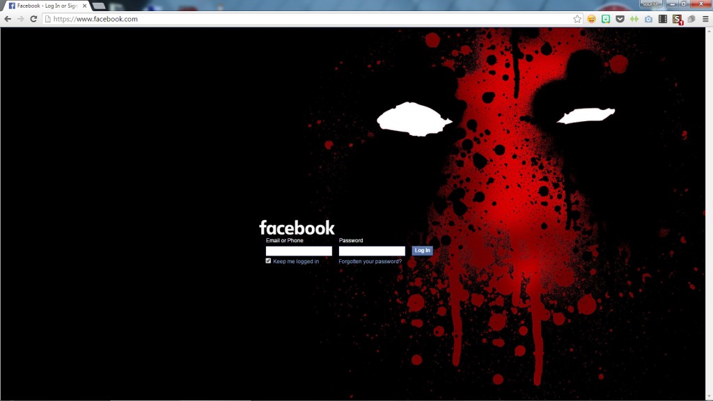 Deadpool Dark Blood - facebook login page
