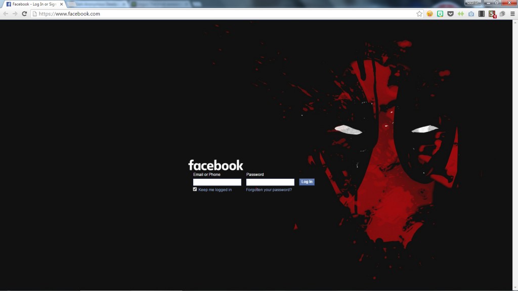Dark Anonymous Deadpool facebook login page