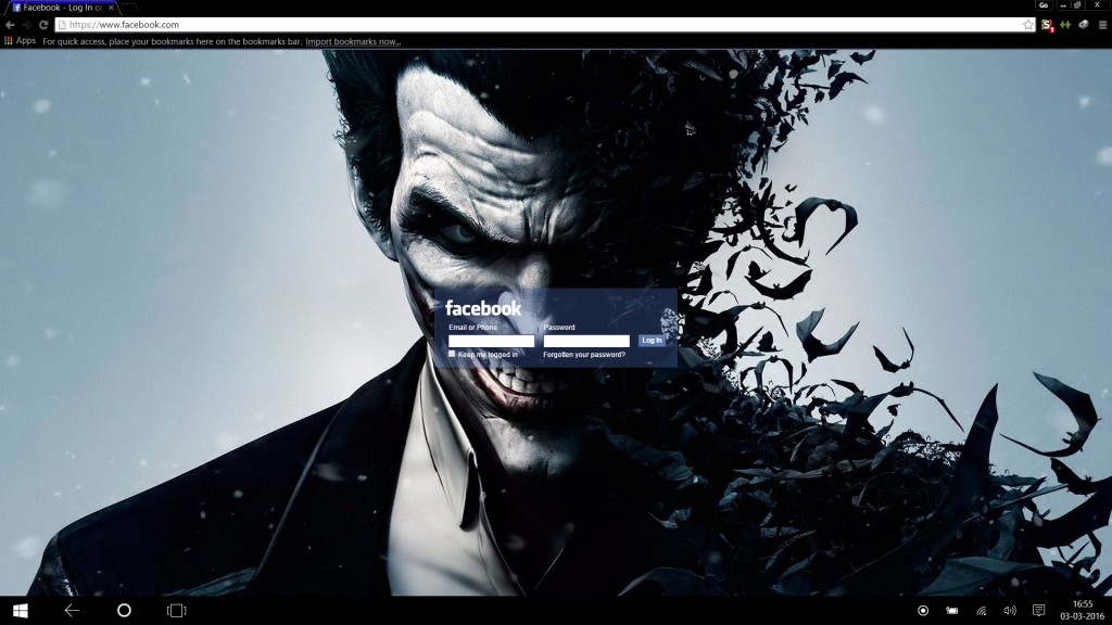 Anonymous joker facebook login theme