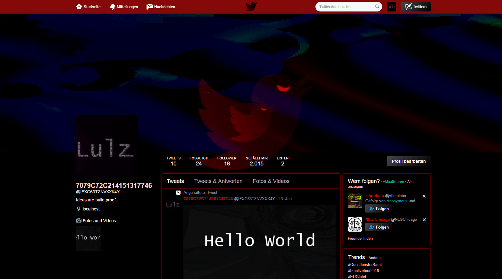 WIP Dark Red Twitter Theme
