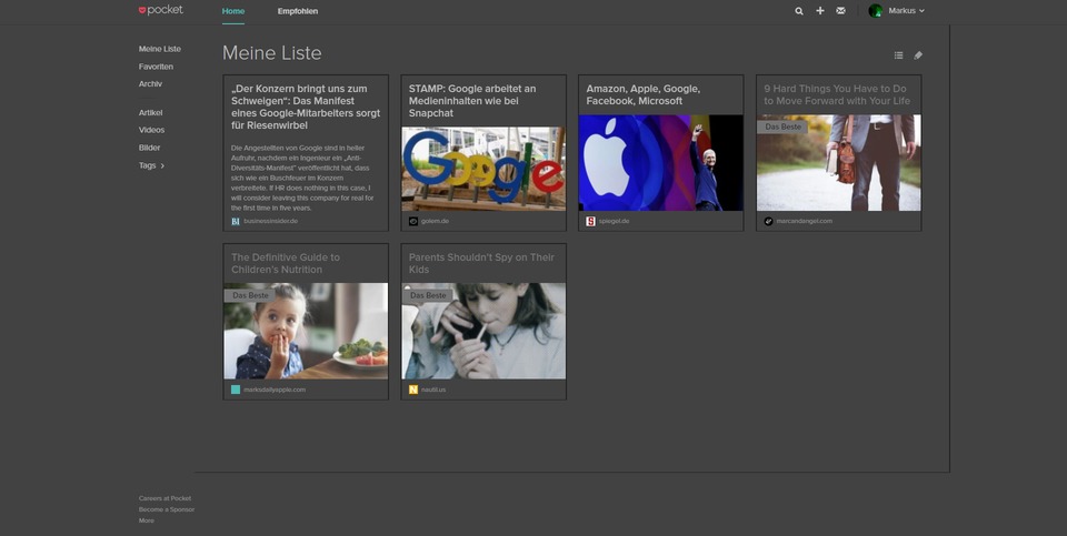 Pocket Dark Style / getpocket dark theme