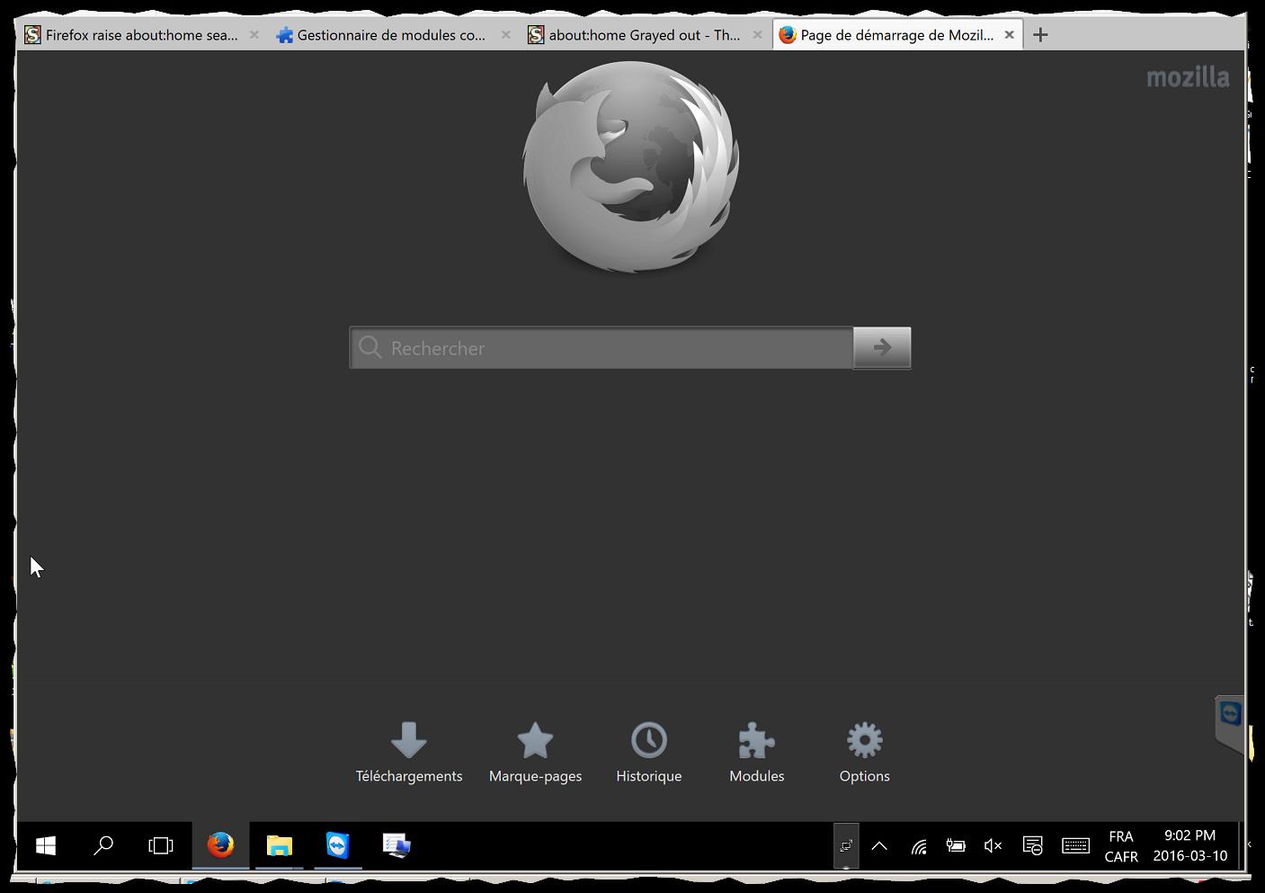 about:home Firefox Gray Optimized StartPage for Ta