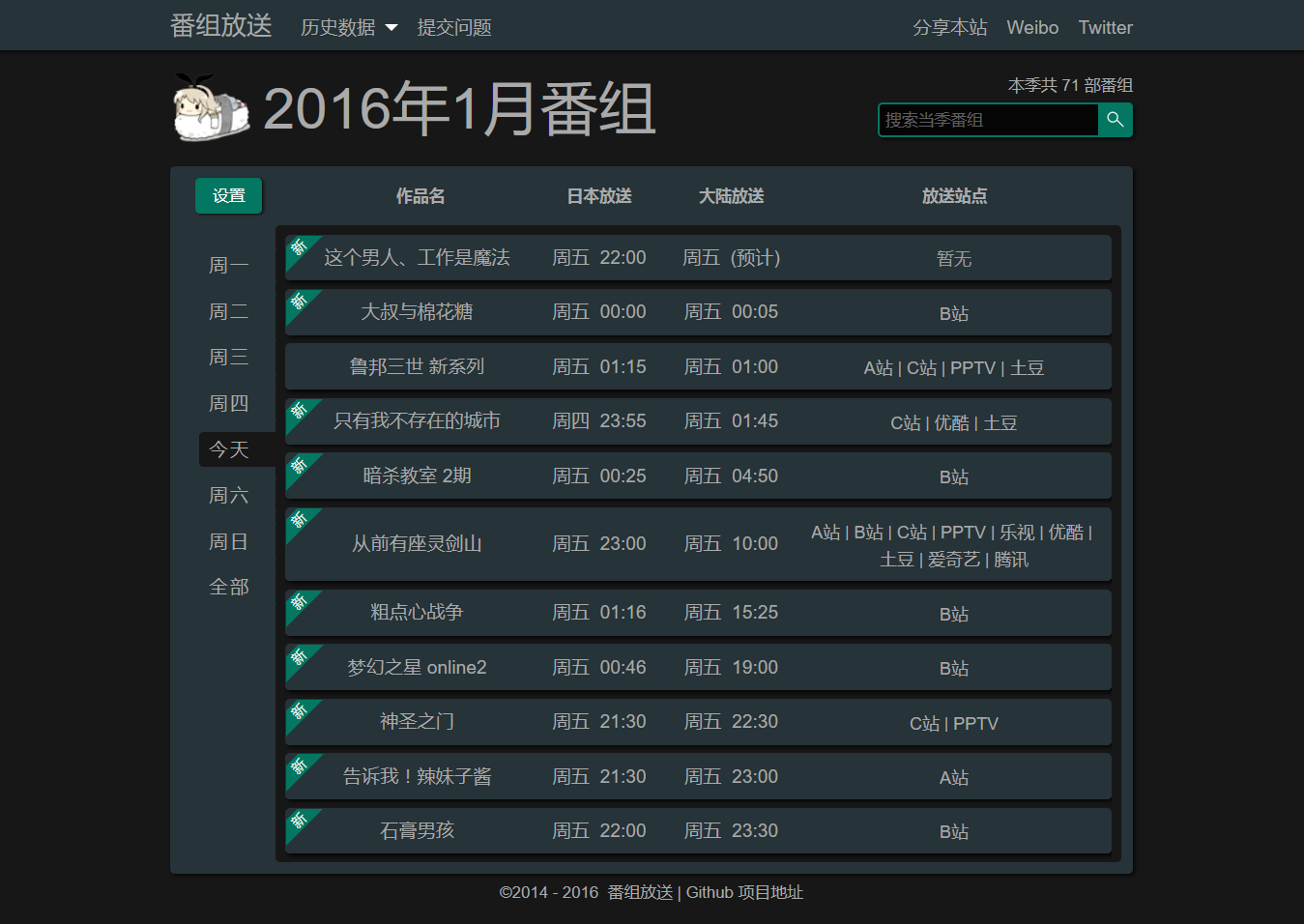 番组放送(BGMLIST)暗色主题