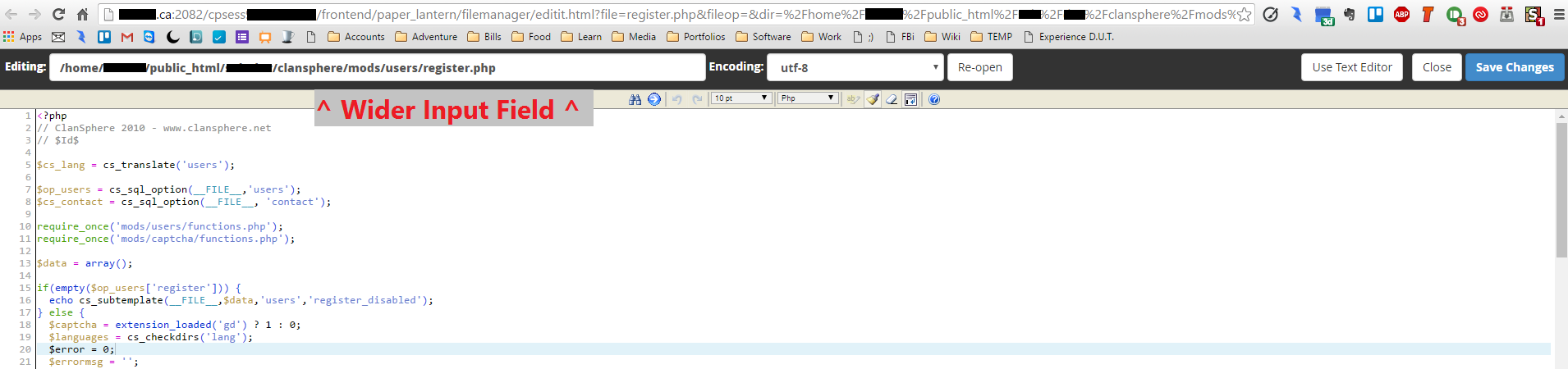 cPanel File Editor
