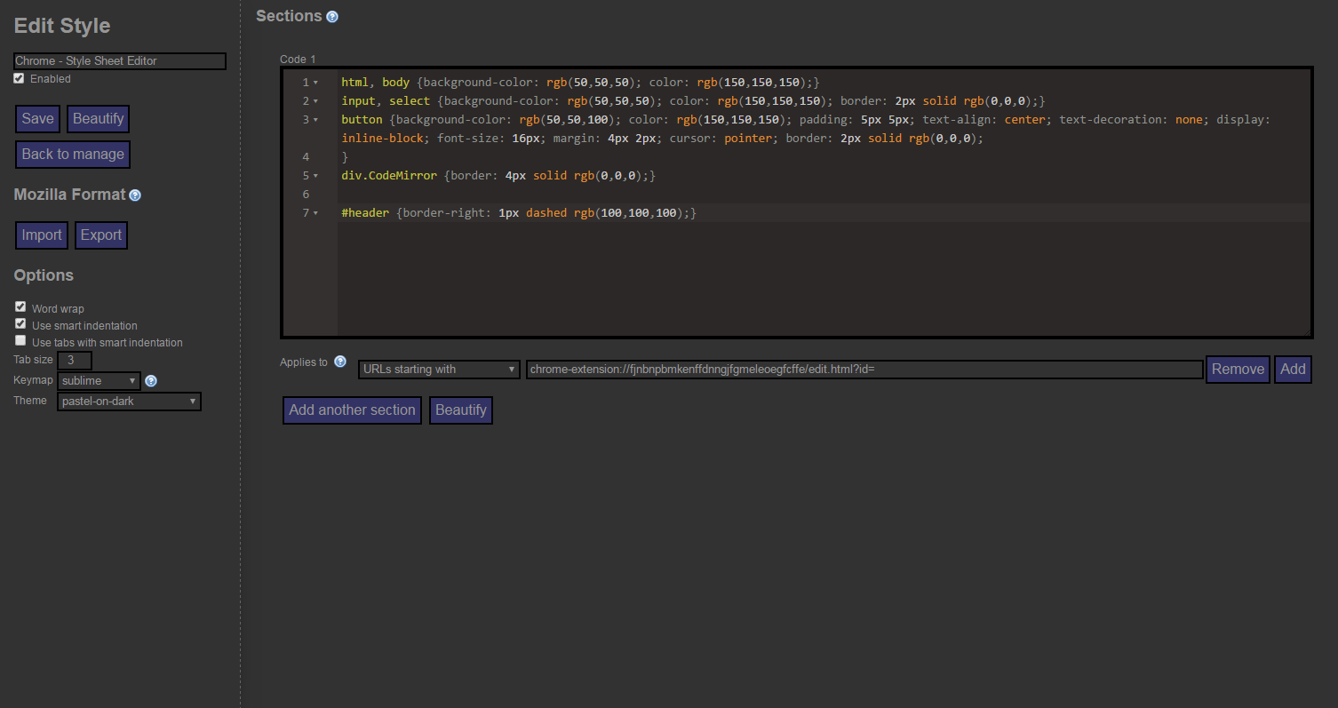 Stylish Editor - [Dark Theme] (Google Chrome)