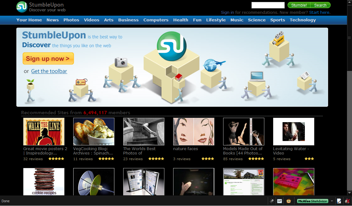Stumbleupon.com Dark Theme