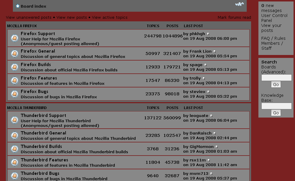 MozillaZine Forums Red & Grey Style w/Page Cleanup