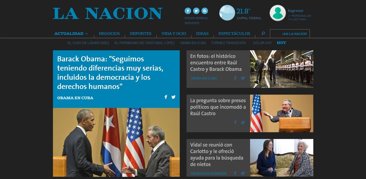 Diario La Nacion (Dark theme)