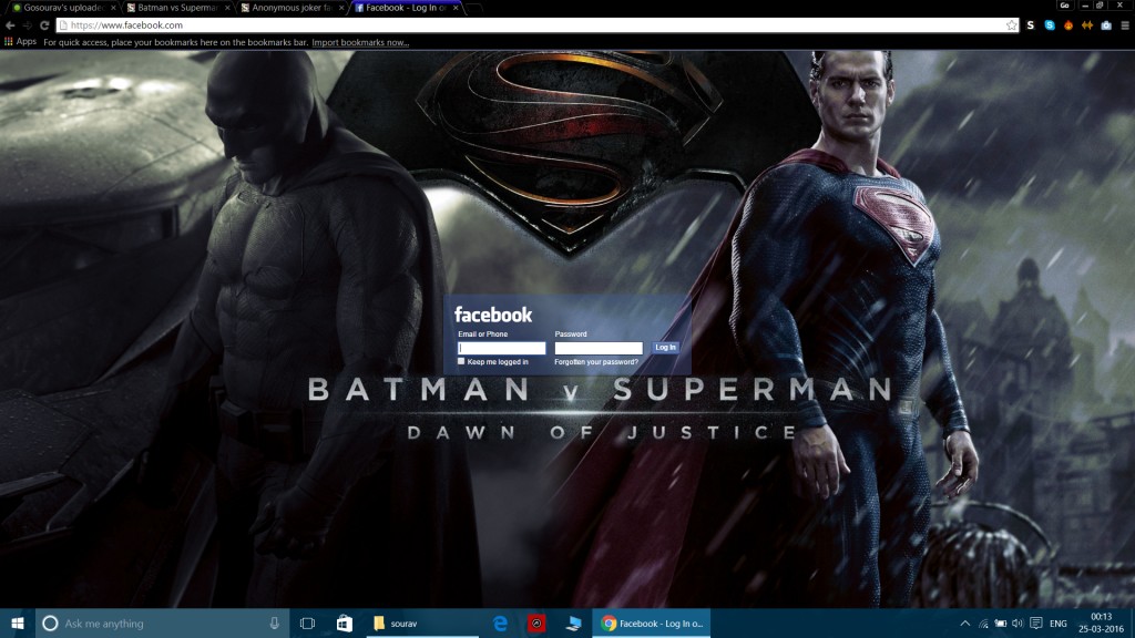 Batman vs Superman Facebook theme (Go sourav)