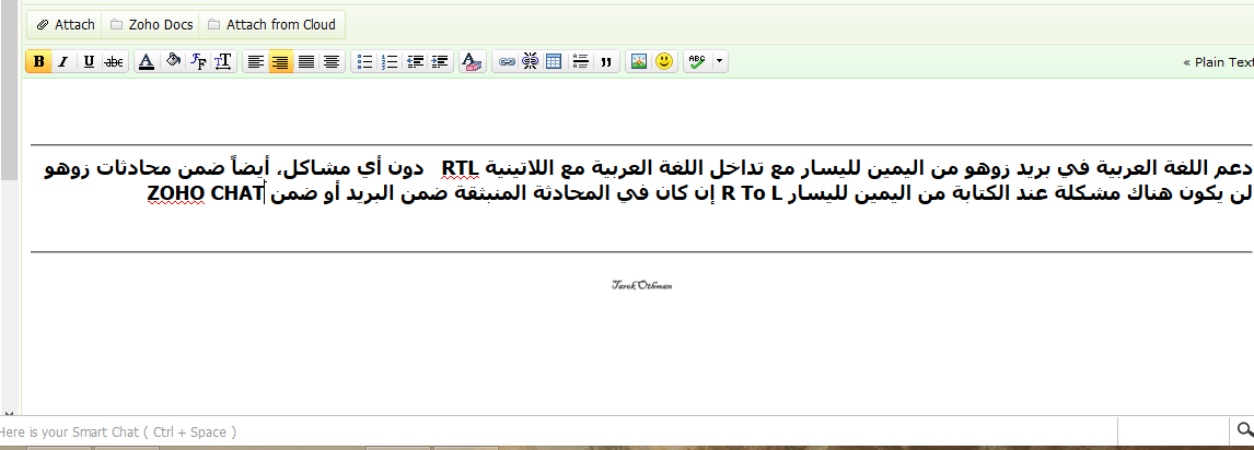 Zoho mail & Chat rtl support